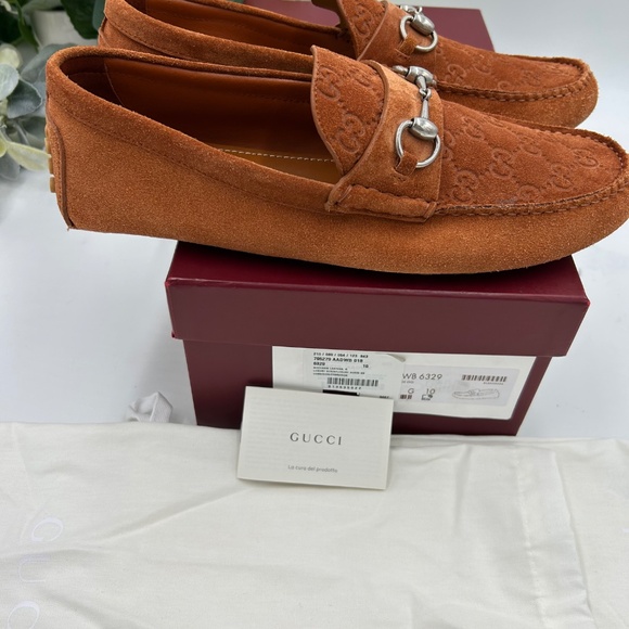 Men’s Gucci GUCCISIMA suede monogram loafers size 10 fits 11 US made in Italy